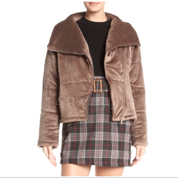 ❄️MOCHA MUSHROOM VELVET PUFFER JACKET - Picture 4 of 10